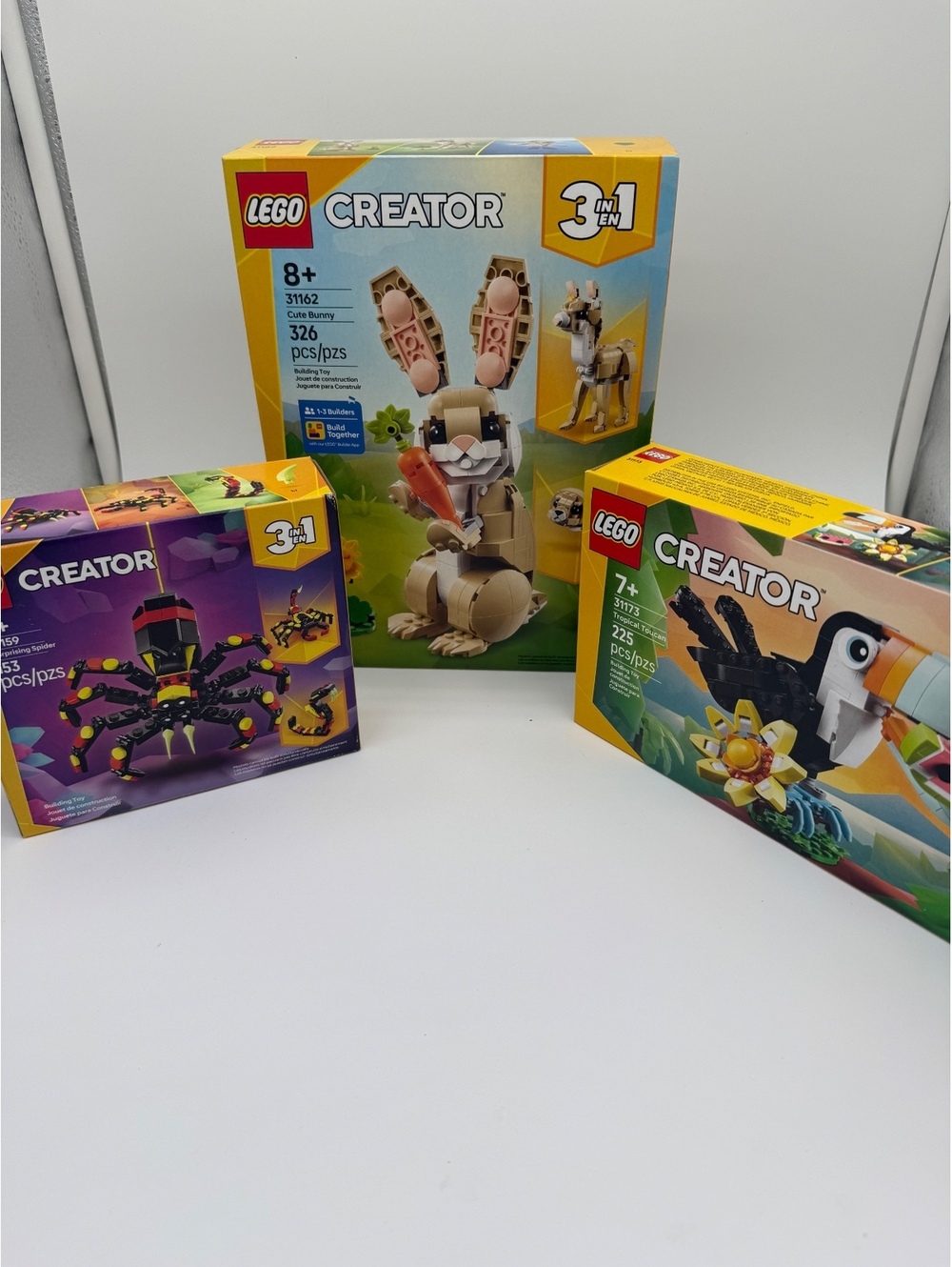 LEGO Creator 3-in-1 Lot -Cute Bunny, Tropical Toucan, Spider-Brand New Sealed